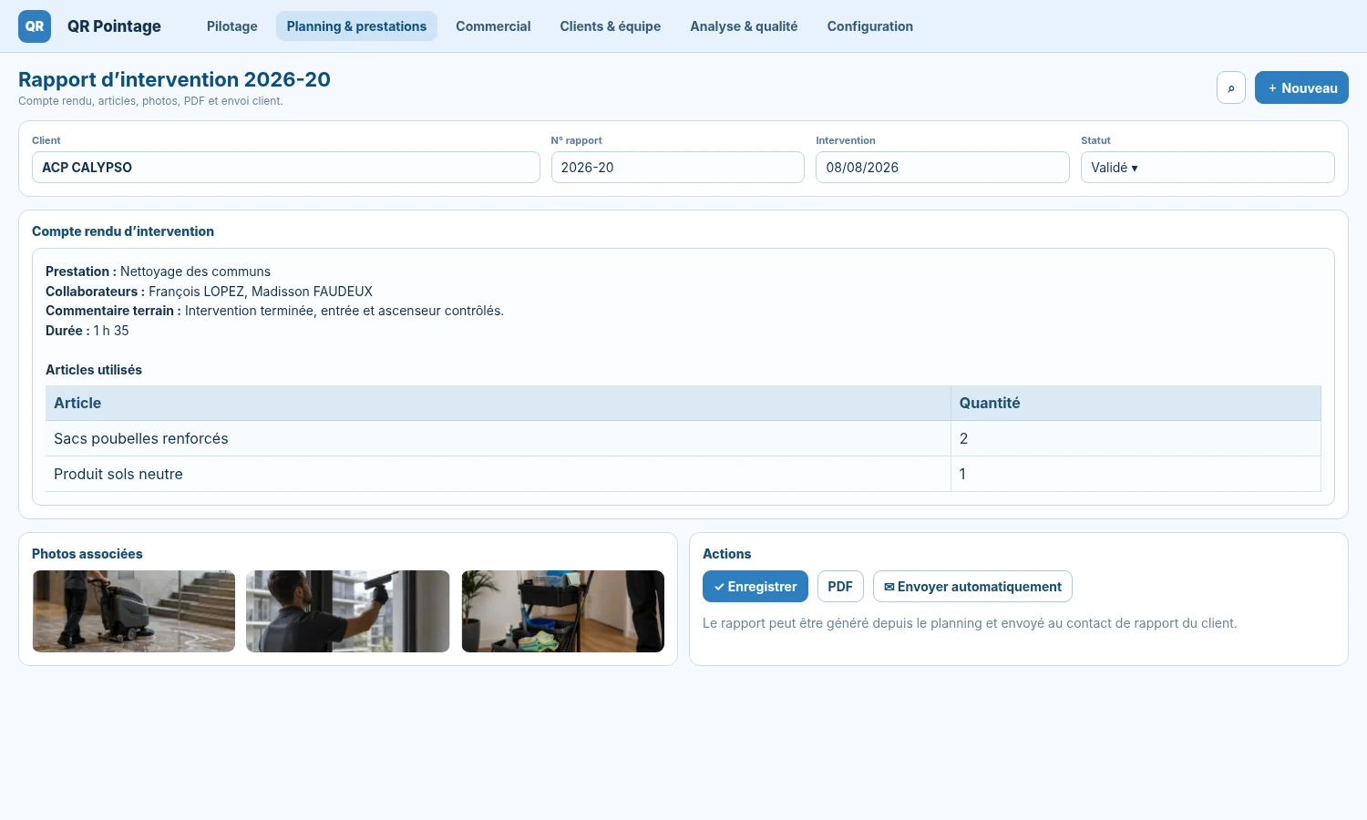 Rapport d’intervention QR Pointage