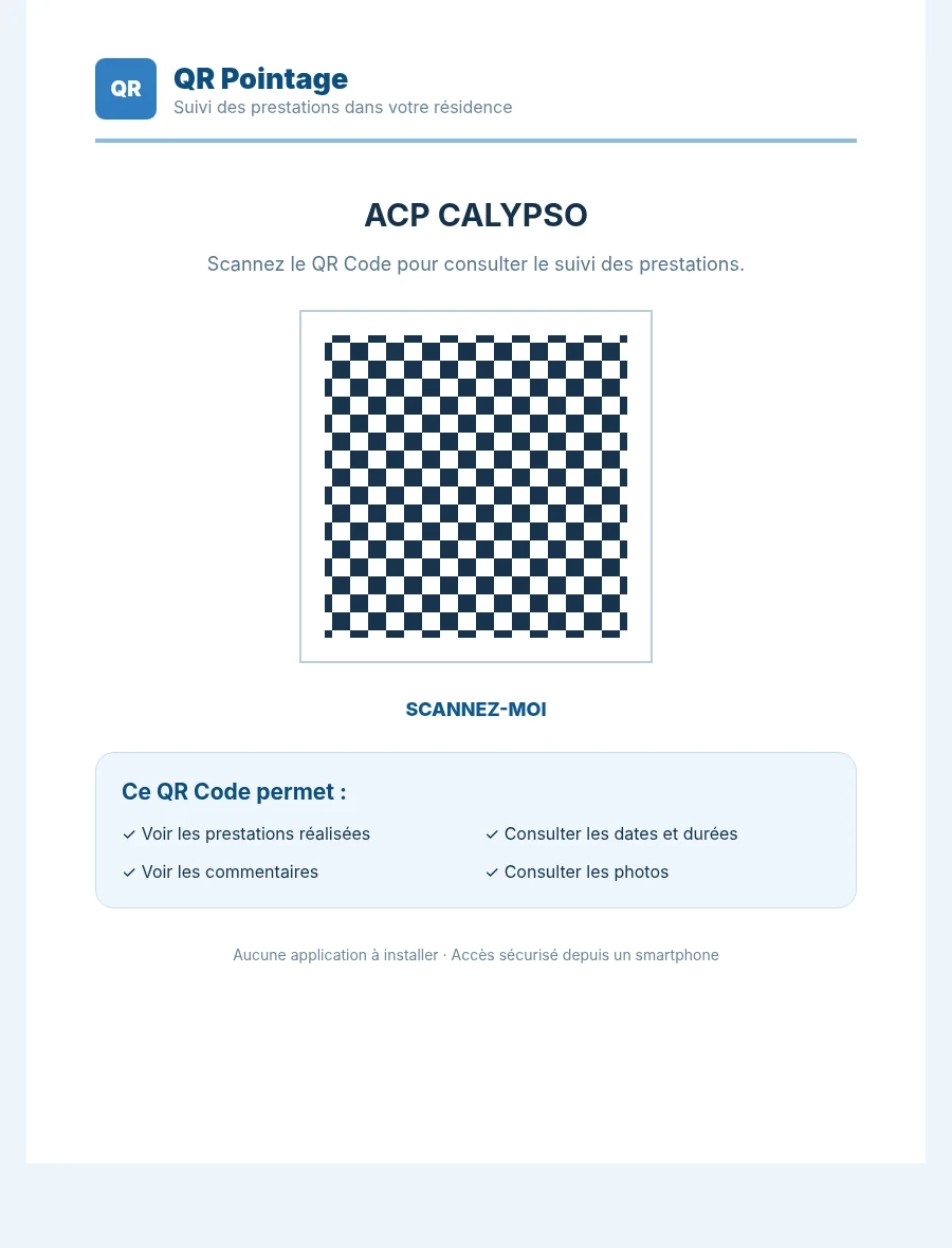 Feuille QR Code à placer dans les communs