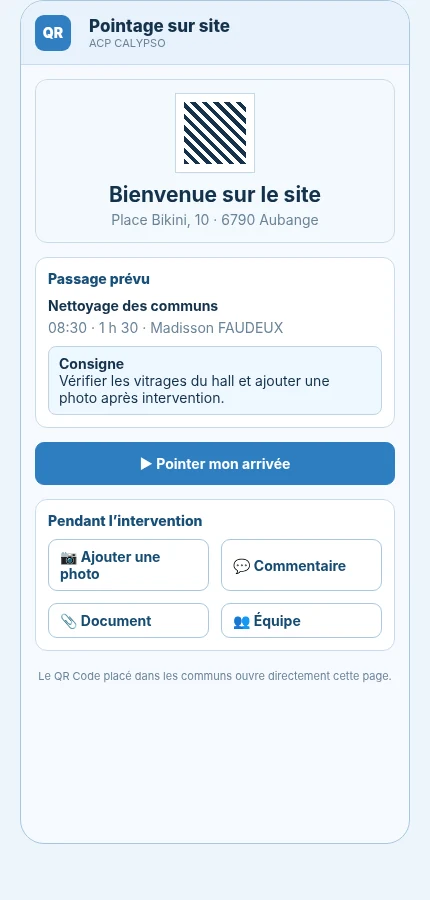 Pointage QR Code sur smartphone